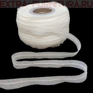Лента нитепрошивная клеевая, по косой с нитью, арт.5715W шир. 15 мм цв.белый ,уп. 100 м