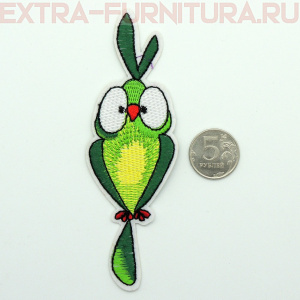 Термоаппликация Попугай большой зеленый 