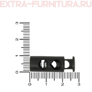 Фиксатор цилиндр 2 отверстия РОМ (полиацеталь), цв.черный, арт.А2-039 (уп. 500шт/кор.10000шт)
