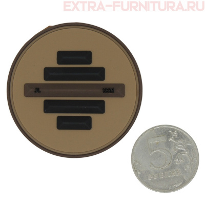 Нашивка силиконовая круг 5см светло-коричневый с коричневой и черными полосами