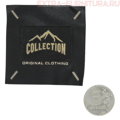 Нашивка под кожу квадрат "COLLECTION" 6,5*6,5см черный