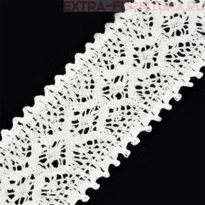 Тесьма вязаная арт.TBY-5160-1.02 шир.75мм, цв.белый уп.10м