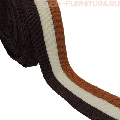Тесьма шир.30мм трикотажная Лампас №188 цв.св.коричневый/молочный/коричневый уп.10м *